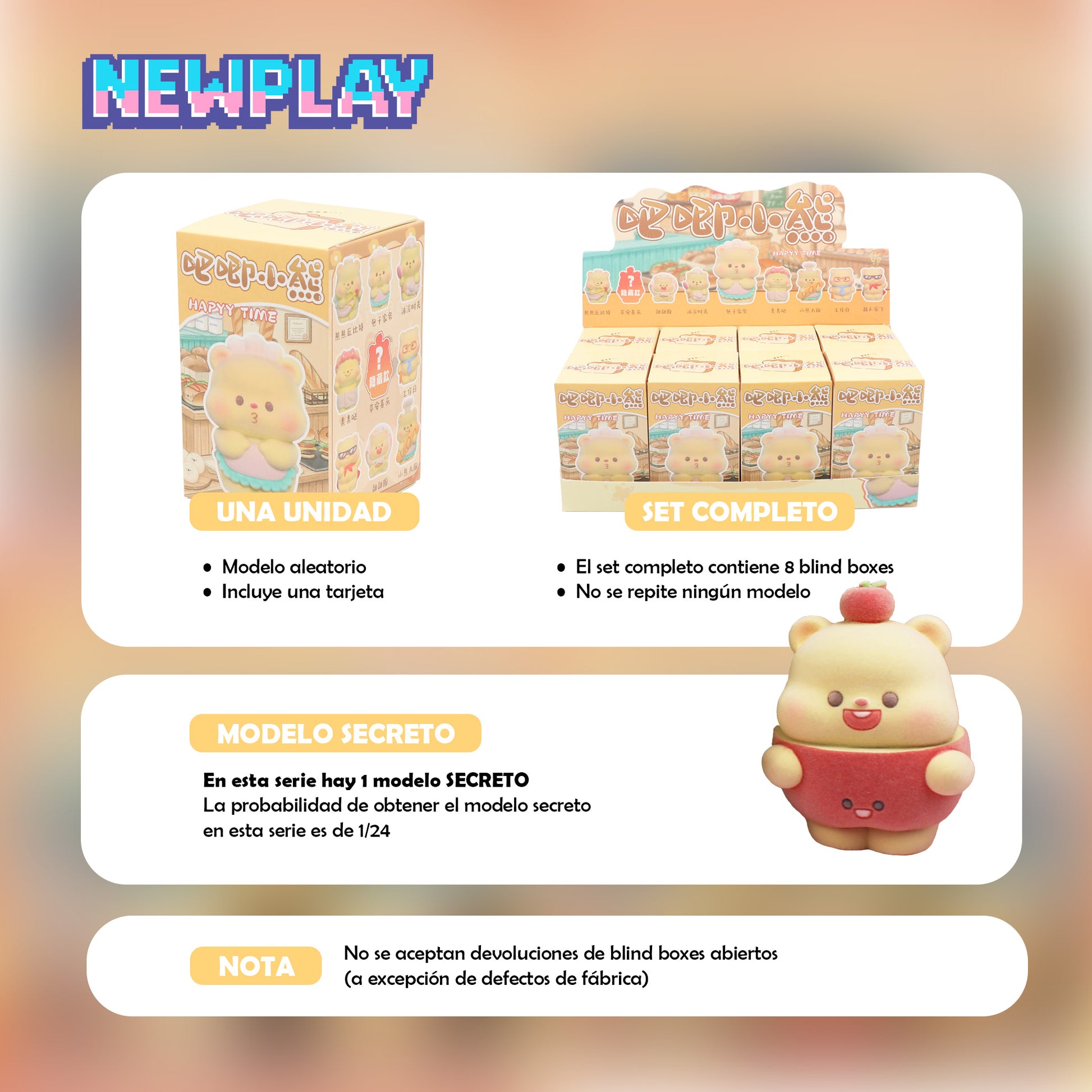 Detalles blind box Osito Baji Newplay - información serie y modelo secreto