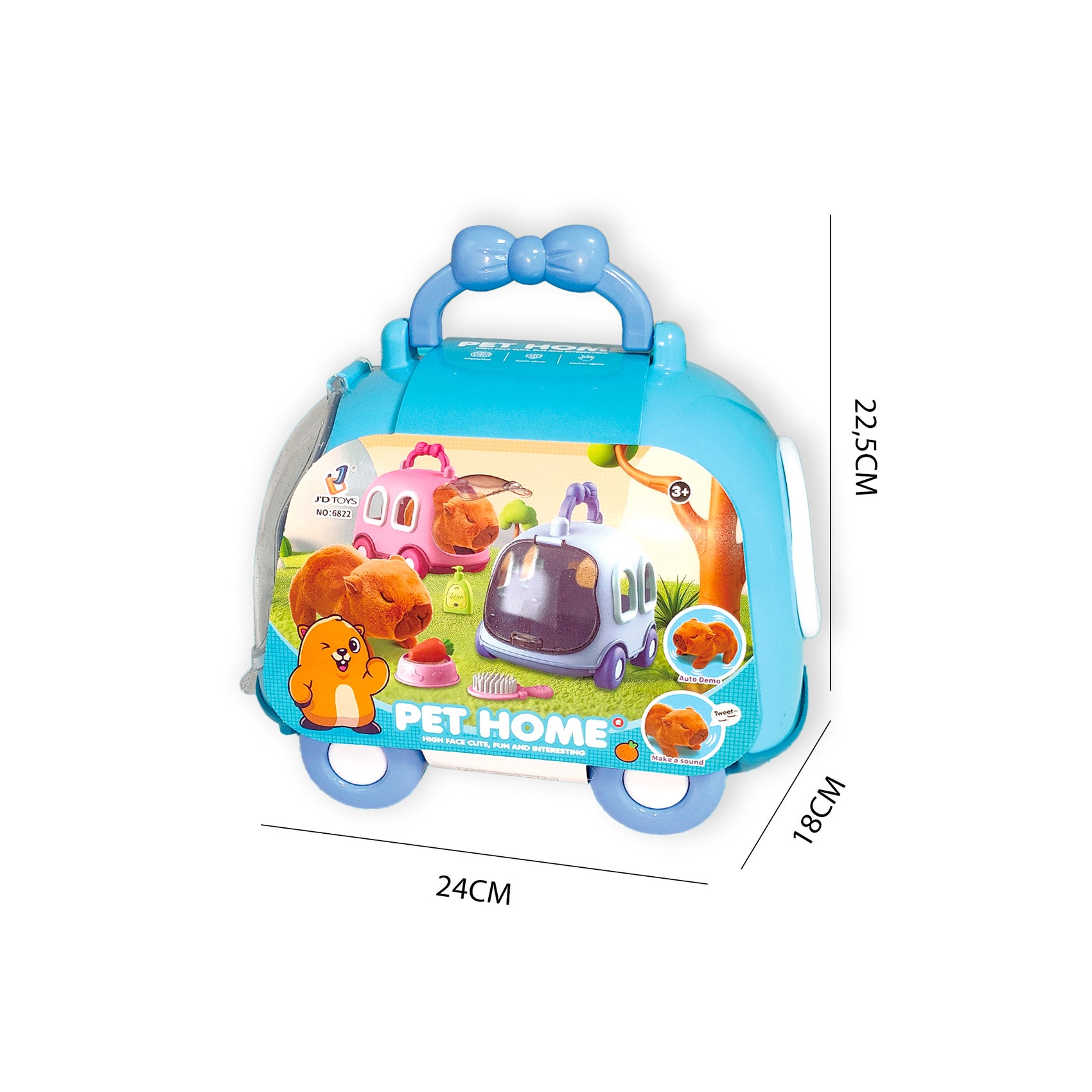 Dimensiones transportín peluche capibara interactivo Newplay - medidas producto