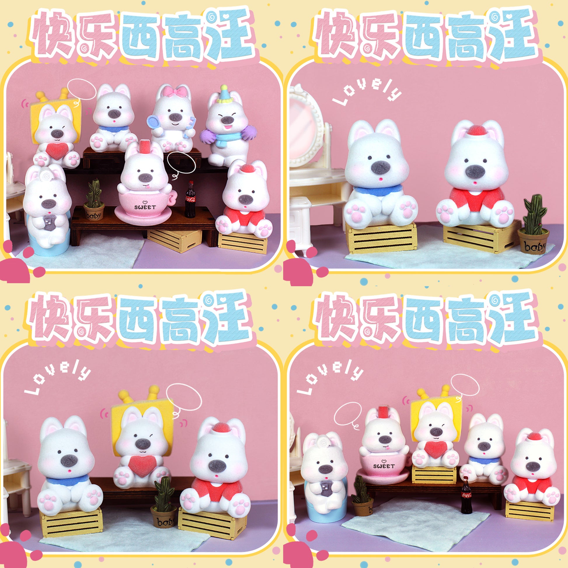 Figuras blind box Perrito Westie Newplay - colección completa 8 modelos