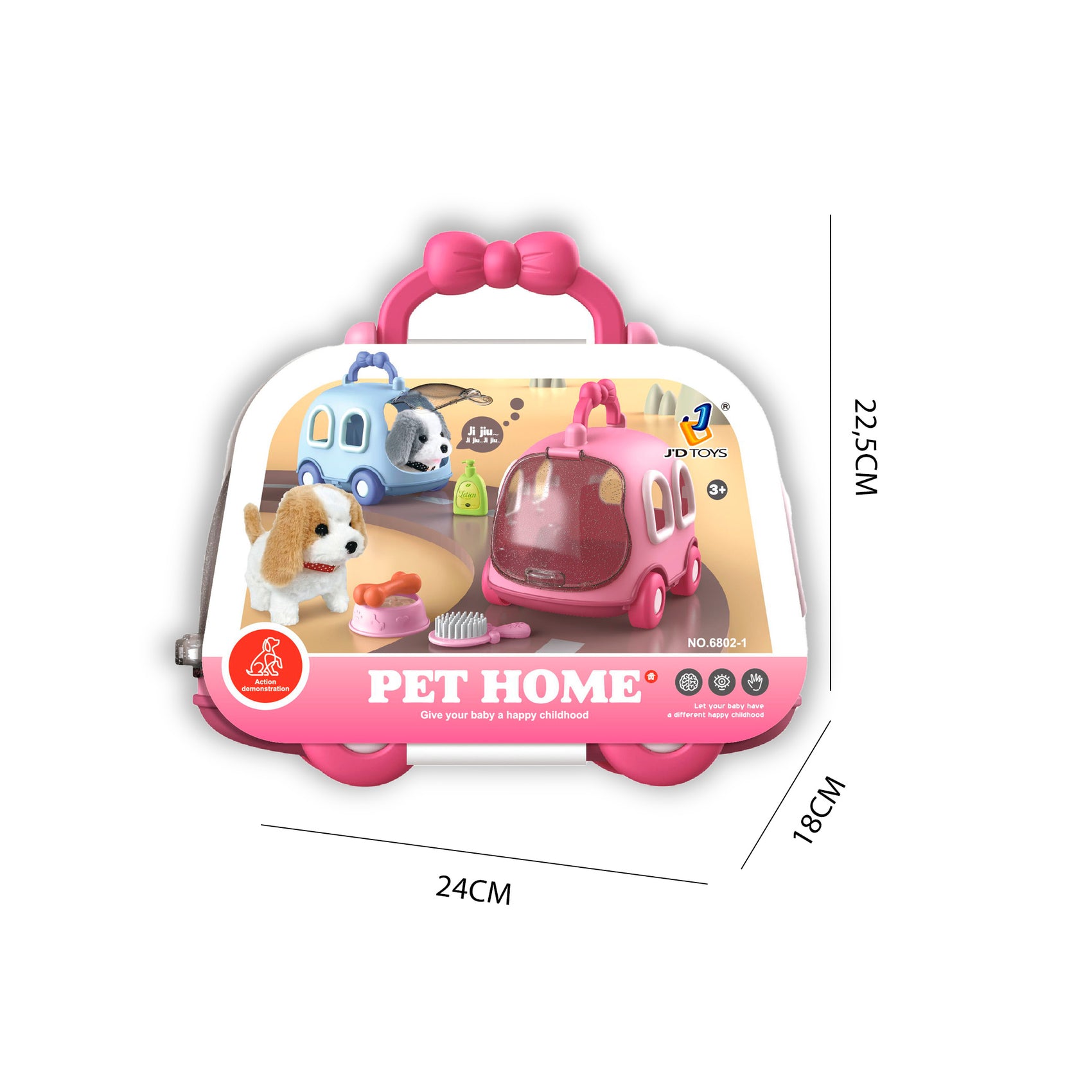 Caja transportín peluche perrito interactivo Newplay - empaque producto