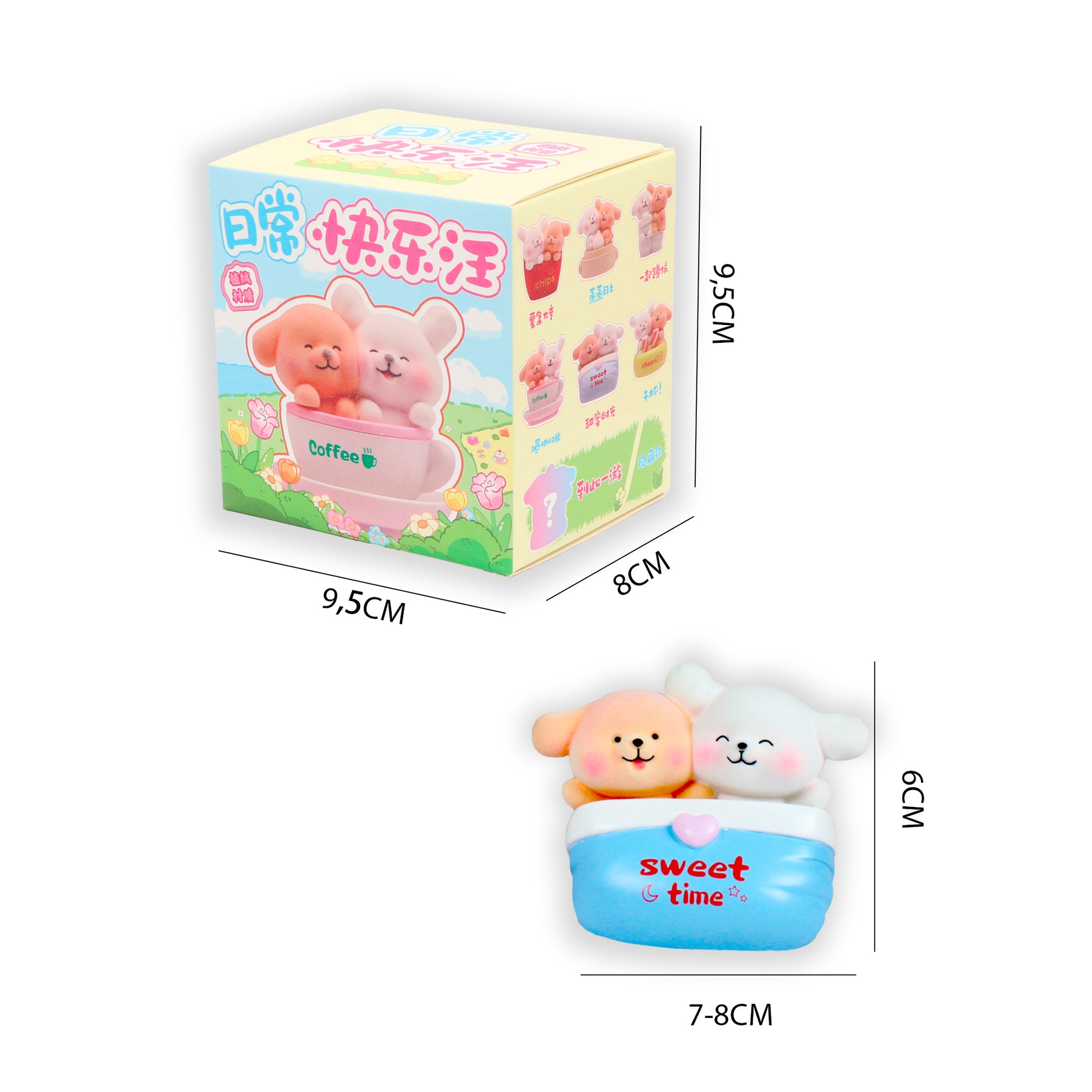 Dimensiones blind box Happy Dog Newplay - medidas figura y caja