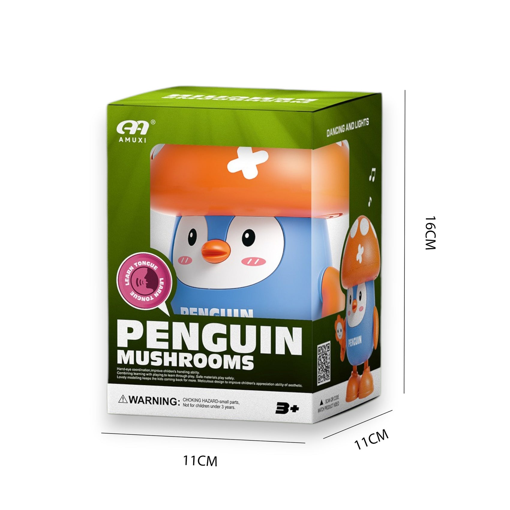 Pingüino Cabeza de Champiñón Bailarín con Luces y Música