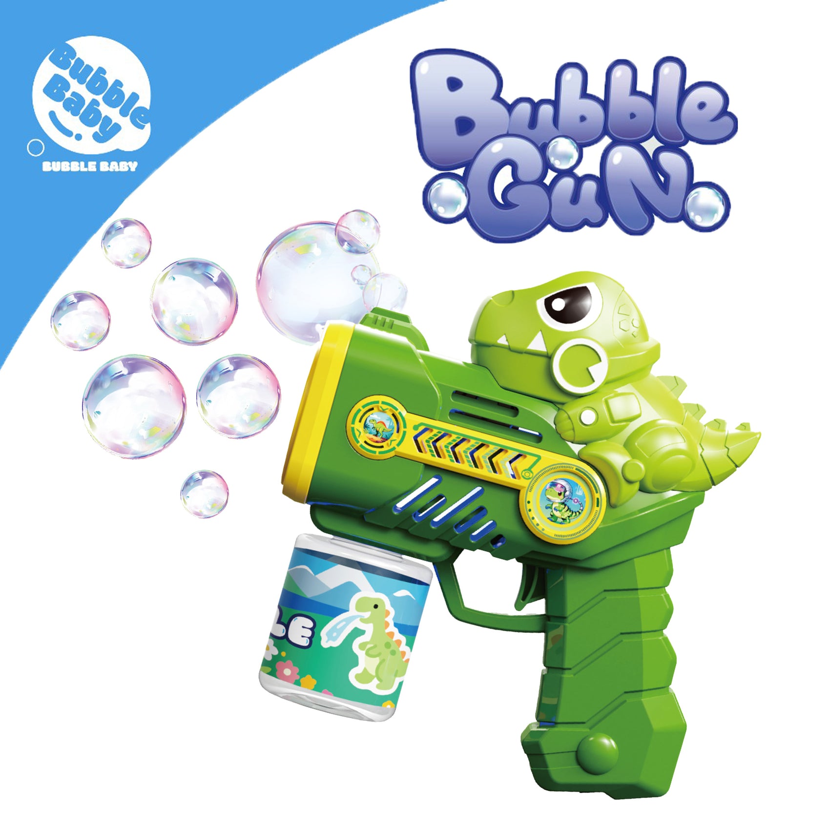 Pistola de Burbujas Dinosaurio Automática con Luz LED y Disparo Continuo