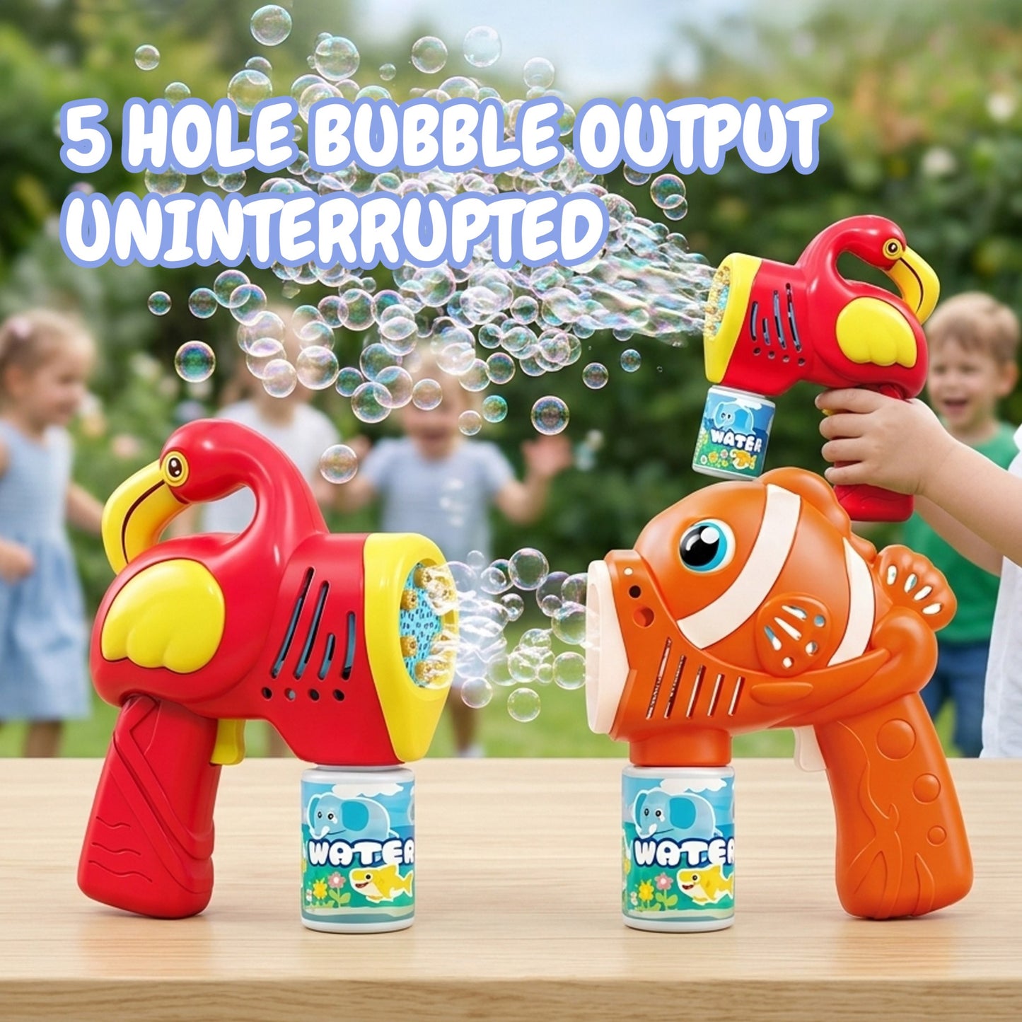 Pistola de Burbujas Automática con Diseño de Animal con 5 agujeros y Disparo Continuo