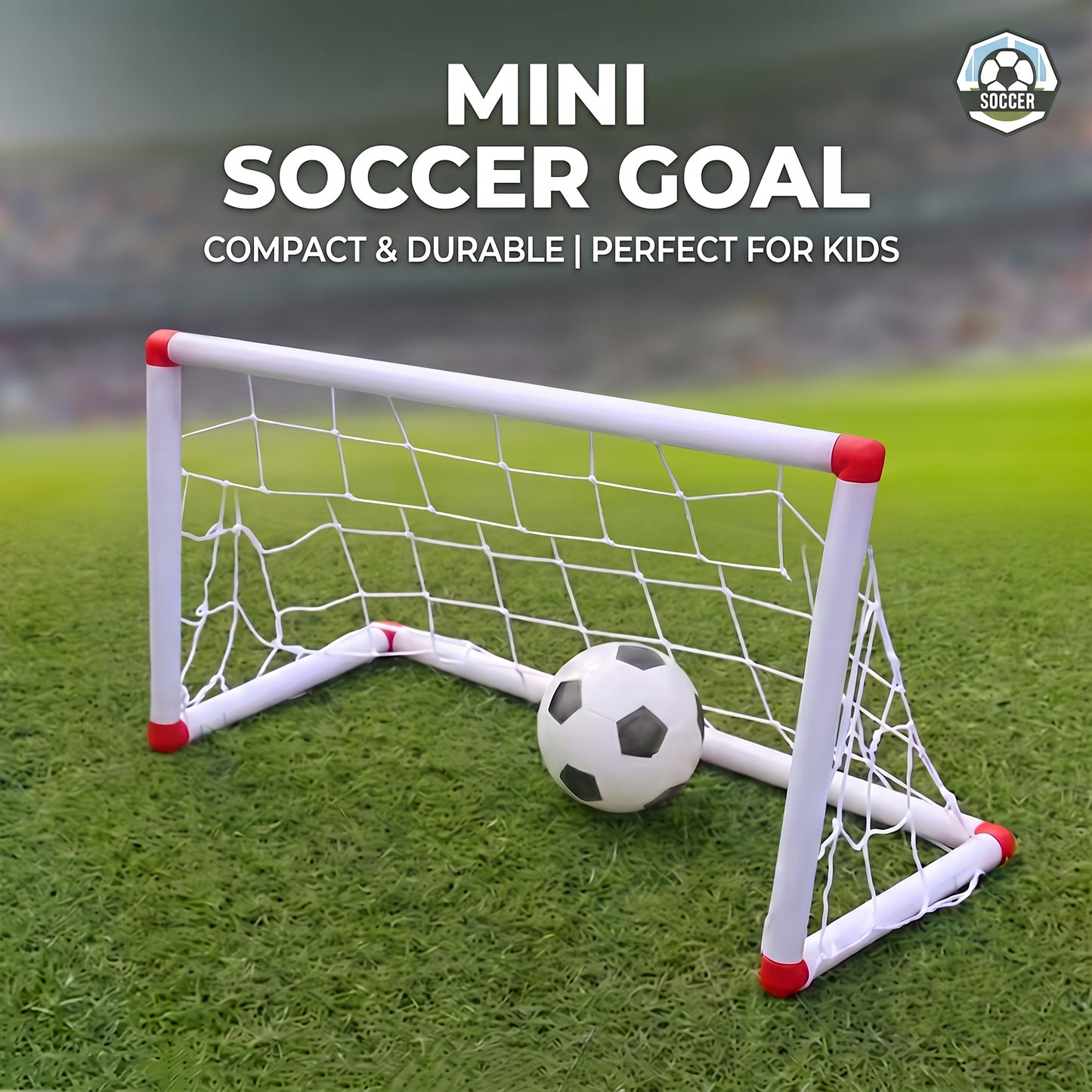 Portería de Fútbol Portátil Desmontable de Plástico para Niños Incluye Balón e Hinchador