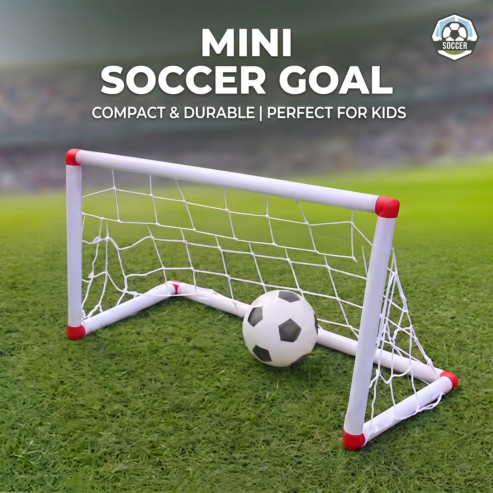 Portería de Fútbol Portátil Desmontable de Plástico para Niños Incluye Balón e Hinchador