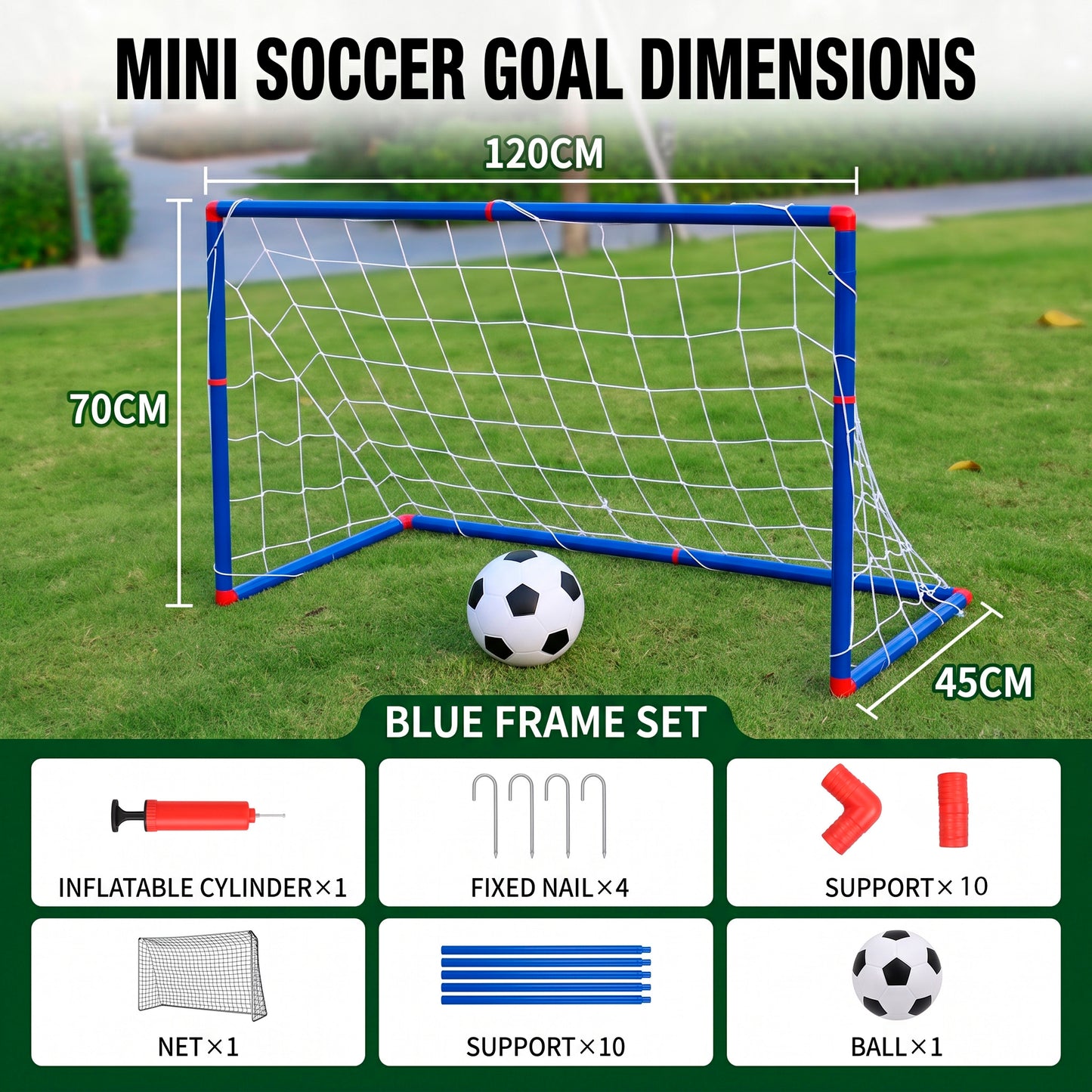 Portería de Fútbol Portátil Desmontable de Plástico para Niños Incluye Balón e Hinchador