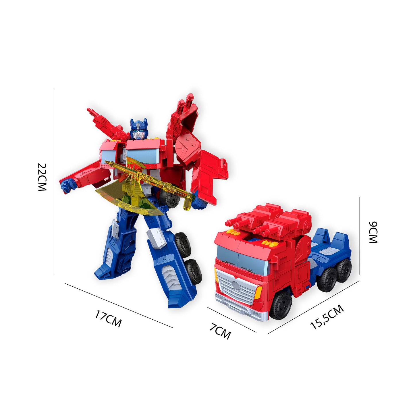 Dimensiones robot transformable camión de combate Newplay - medidas producto