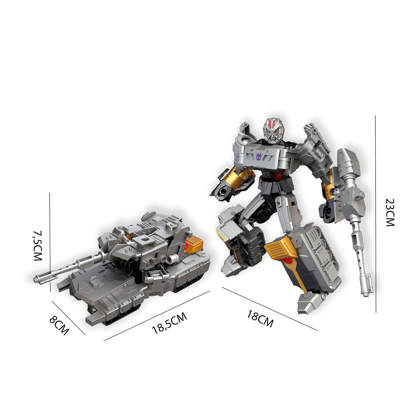 Dimensiones robot transformable tanque de combate Newplay - medidas producto