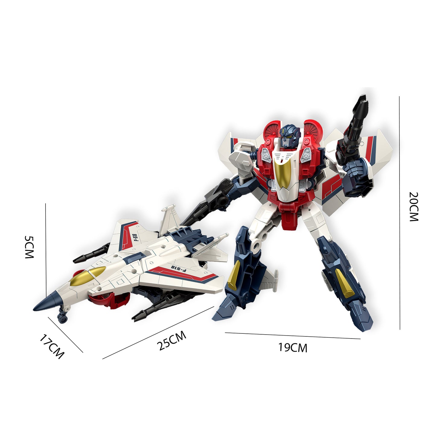 Dimensiones robot transformable avión de combate Newplay - medidas producto
