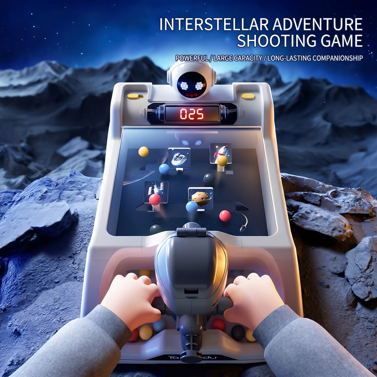 Juego de Tiro Espacial Tipo Arcade para Niños Lanzador de Bolas con Marcador Digital Electrónico Retorno Automático y Batería Recargable USB