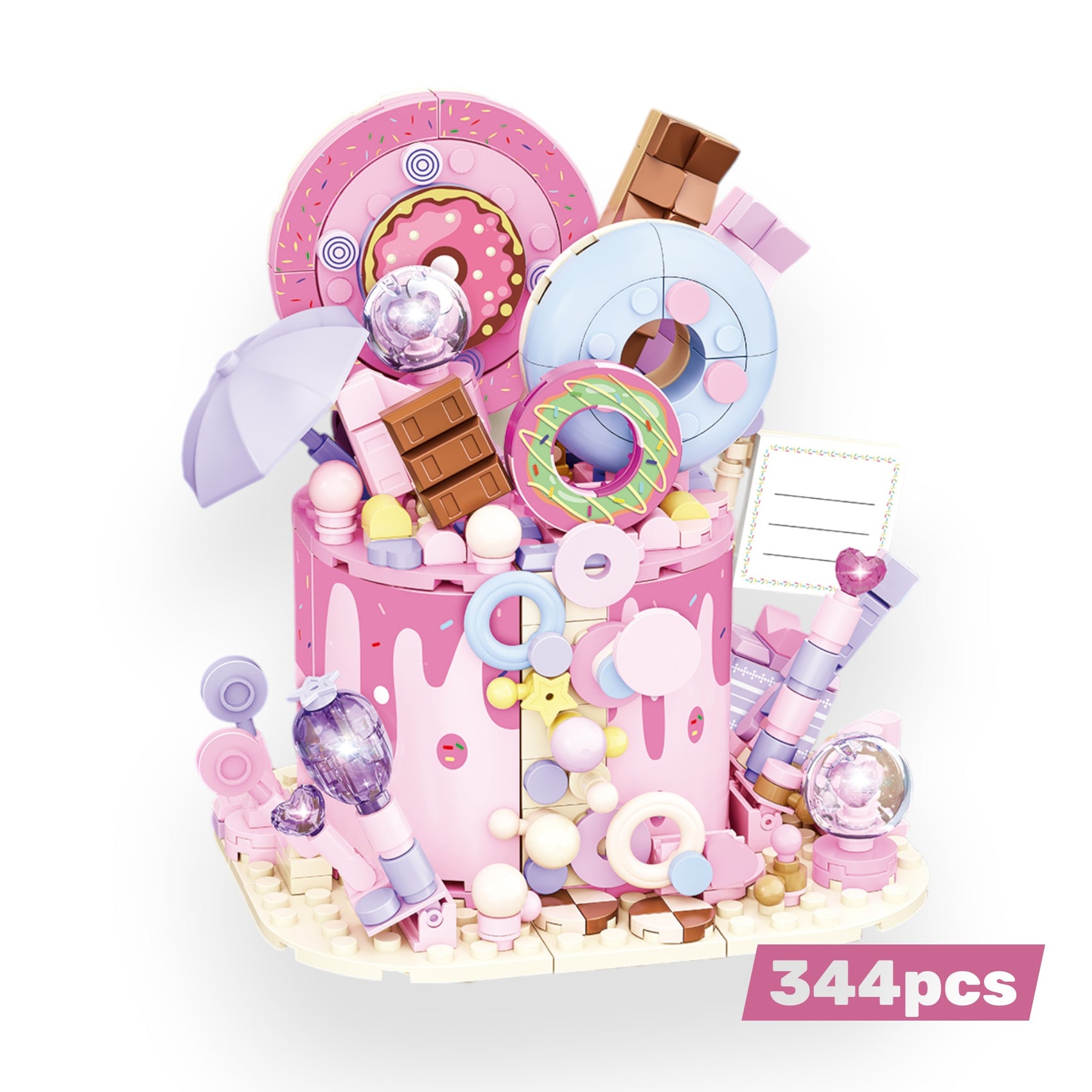Bloques de construcción pastel rosa Sweetheart Genki Cake 344 piezas Newplay - juguete educativo