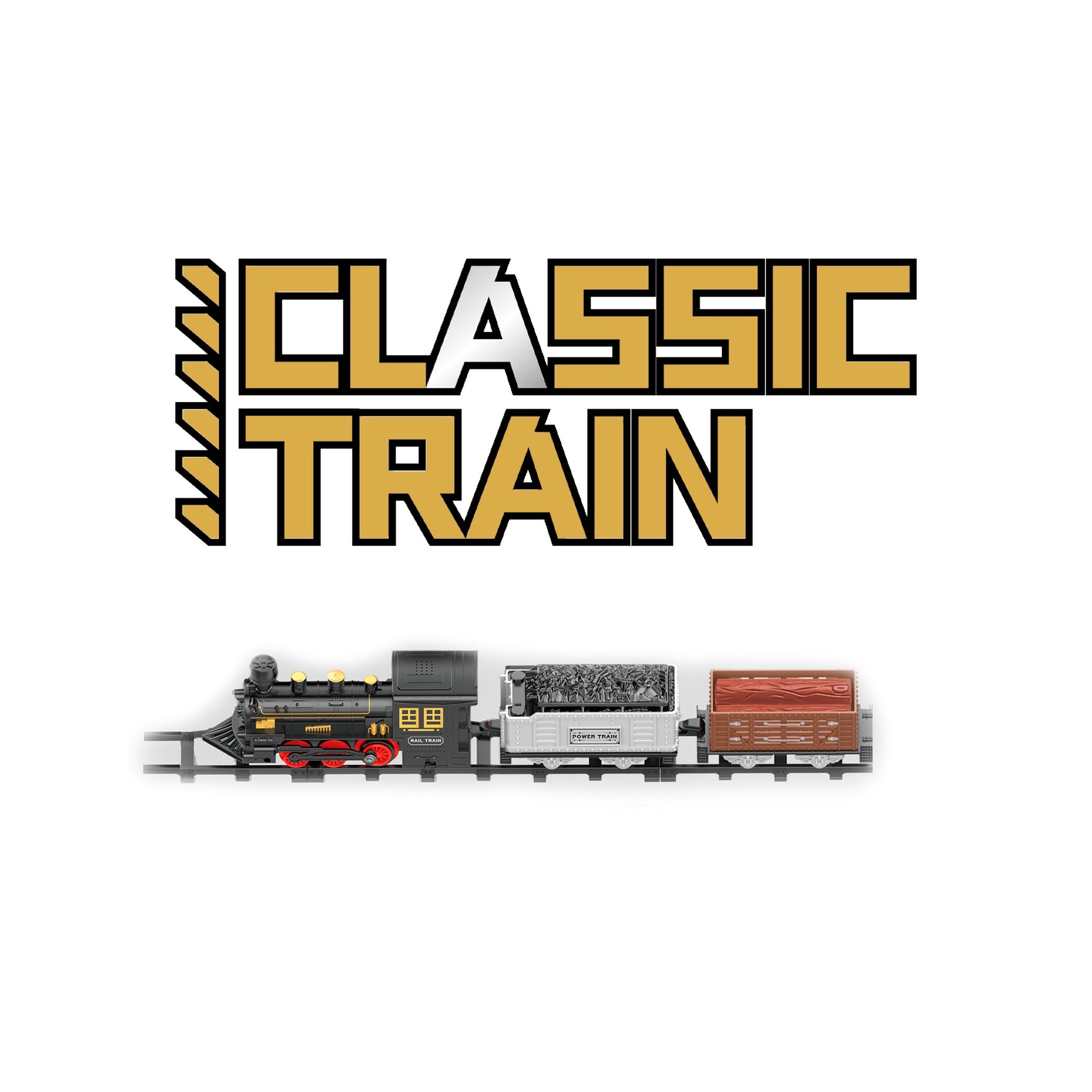 Tren vapor clásico con dos vagones y raíles Newplay - juguete eléctrico