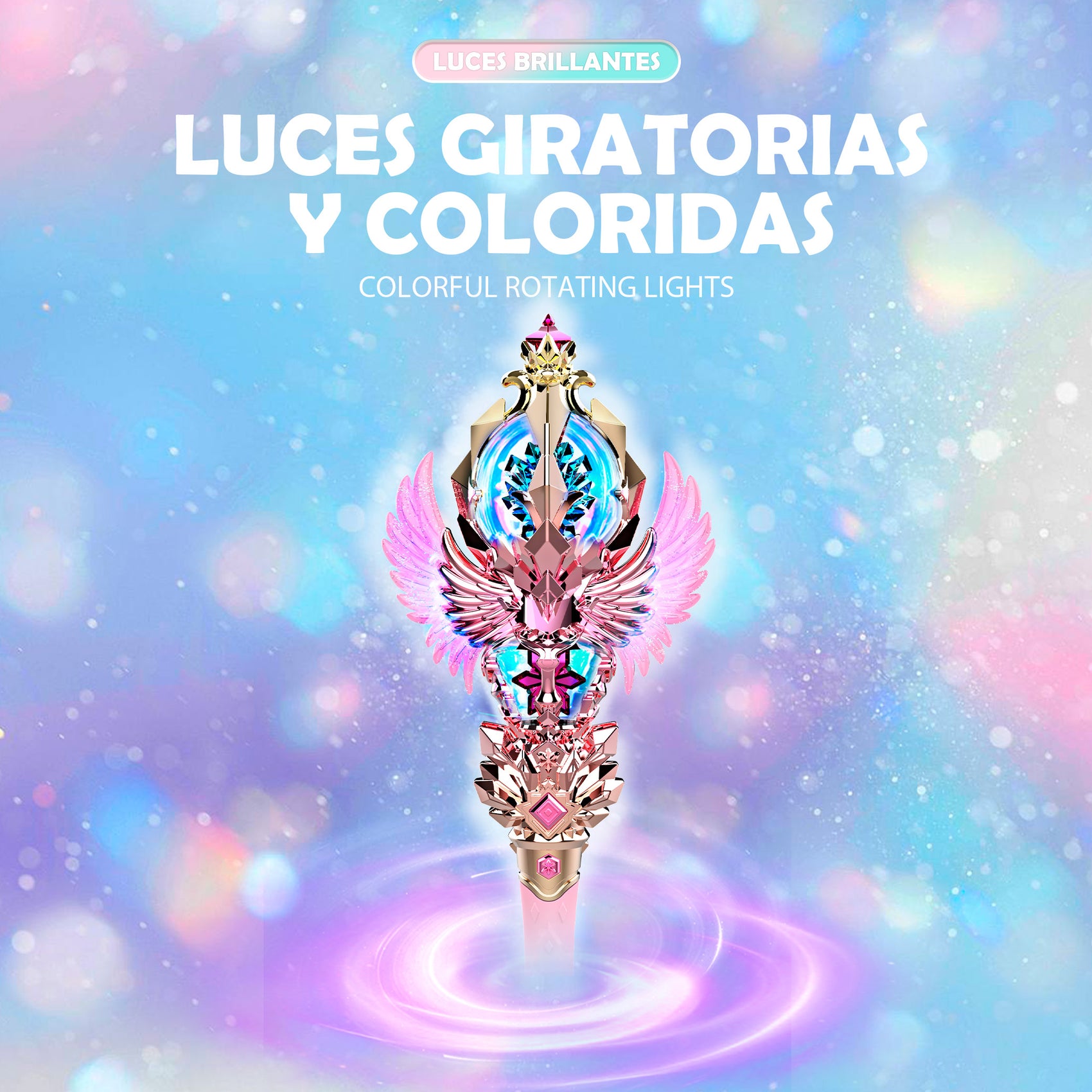 Varita mágica princesa alas Newplay - detalle producto con luces