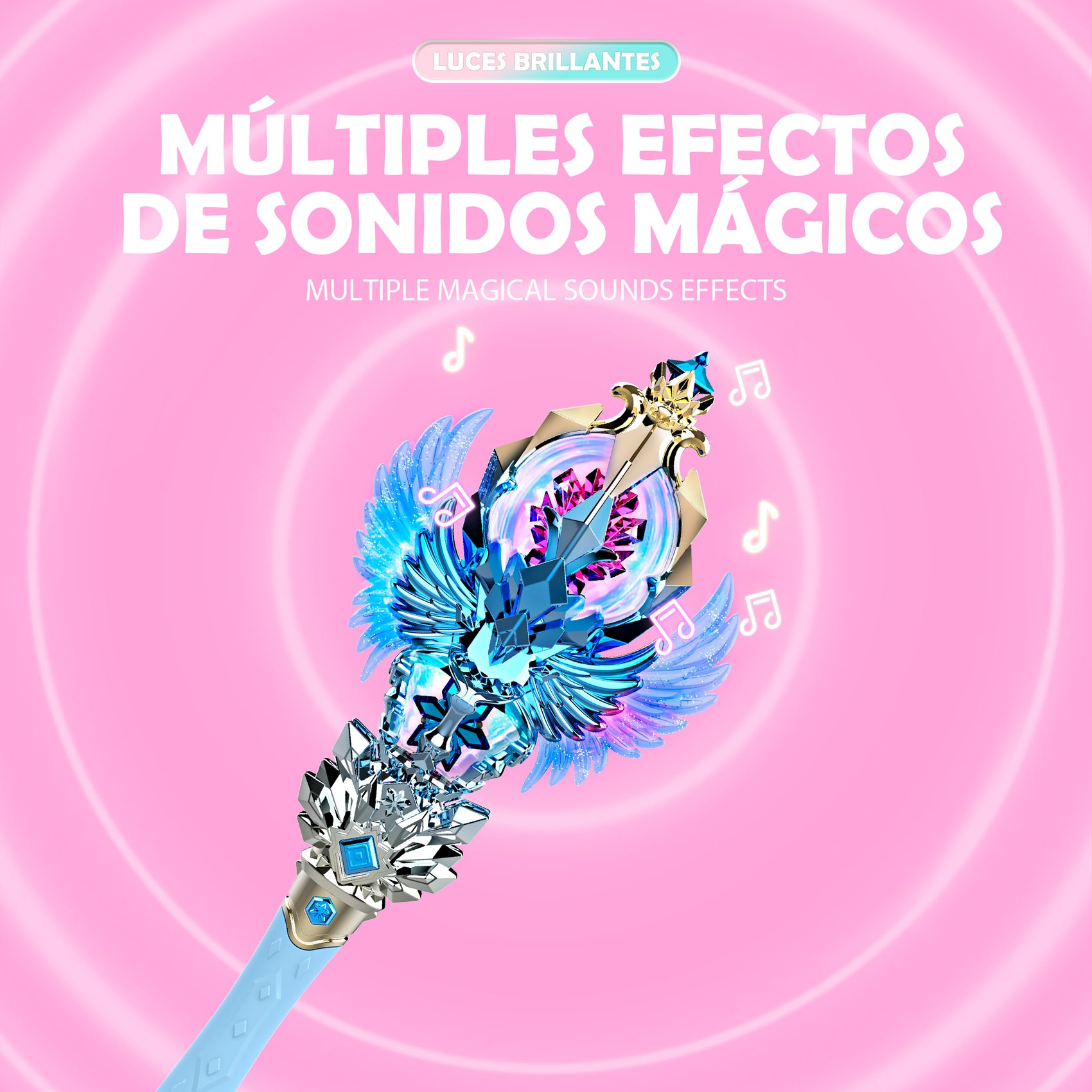 Varita mágica princesa alas Newplay - detalle gema giratoria